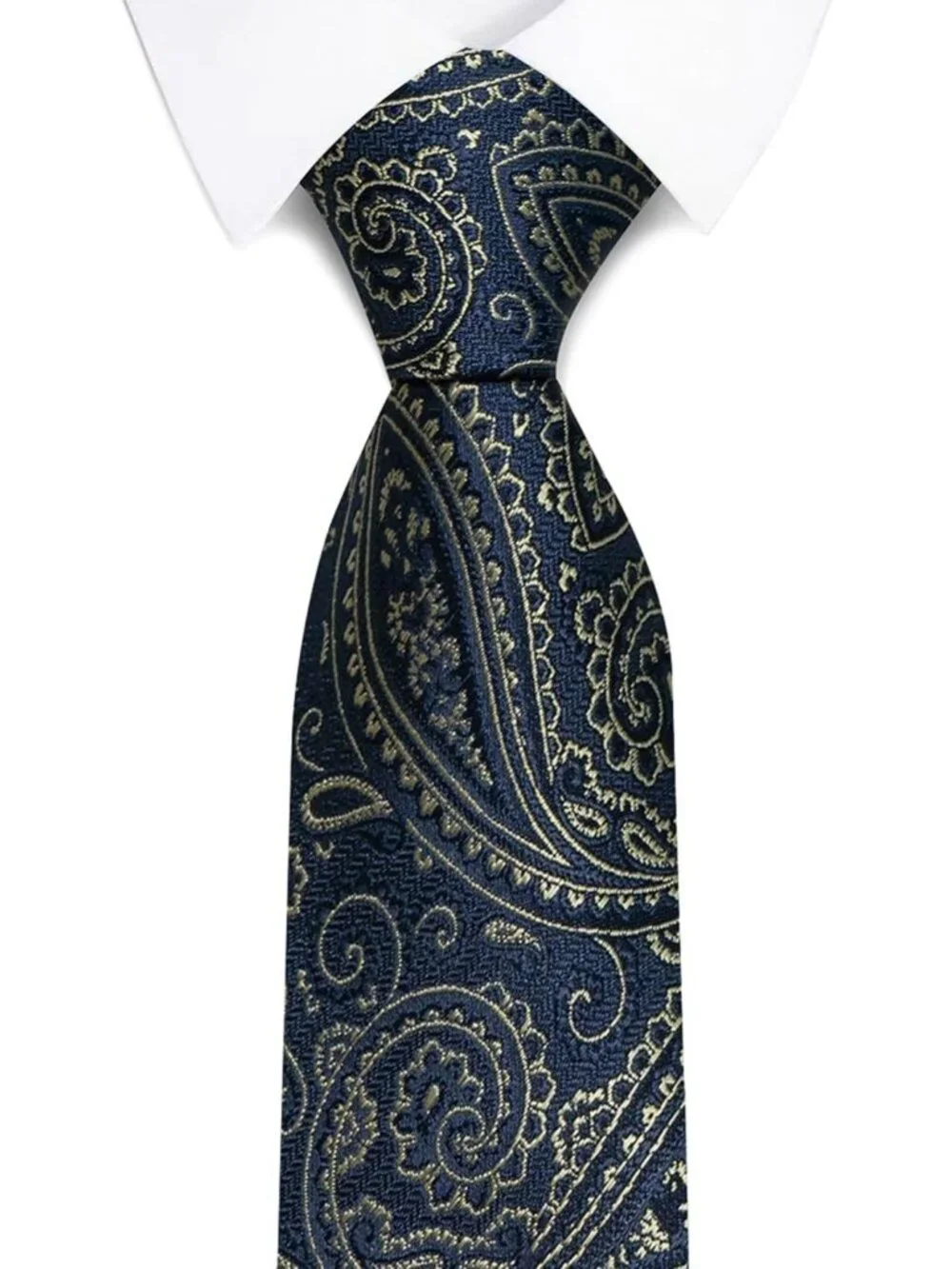 🆕Men Gold 100%Microfiber Paisley Jacquard Slim Formal Necktie For Wedding Dress